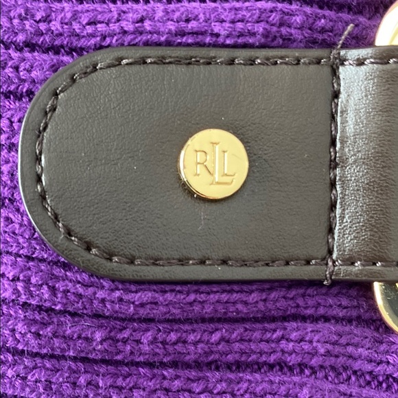 Ralph Lauren Purple Cable Knit Cardigan with Buckle - Picture 3 of 8